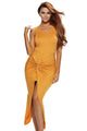 Sexy Yellow Knotted Slit Dress
