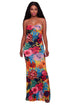 Sexy Yellow Multi-color Floral Print Keyhole Back Maxi Dress