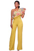 Sexy Yellow One Shoulder Ruffle Jumpsuit