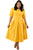 Sexy Yellow Plus Size Pleat Flare Dress