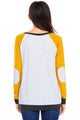 Sexy Yellow Raglan Sleeve Patch Elbow Sweatshirt Top