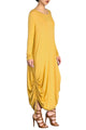 Sexy Yellow Shirring Gathered Side Drape Bubble Jersey Dress