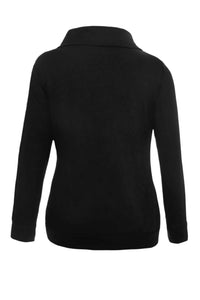 Sexy Zip and Piping Trim Black Sweatshirt