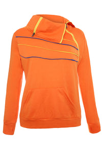 Sexy Zip and Piping Trim Orange Sweatshirt