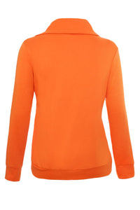 Sexy Zip and Piping Trim Orange Sweatshirt