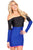 Shiny Black Blue off Shoulder Mini Dress