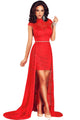 Short Red Lace Dress with Train