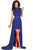 Short Royal Blue Lace Dress with Train