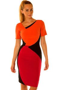 Short Sleeves Color-blocking Sexy Vintage Dress