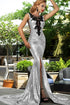 Silver Sequin Split Front Mermaid Prom Dress
