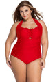 Solid Red Plus Size Non-underwire Monokini