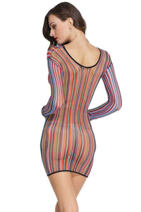 Stripe Fishnet Chemise Dress