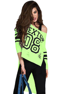 Stylish Print Green Sleeved Long Back Shirt