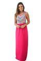 Stylish Tribal Print Sleeveless Rosy Maxi Dress