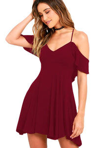 Sweet Sexy Wine Backless Skater Dress