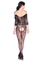 Swirl and Floral Lace Open Crotch Body Stocking