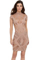 Taupe Hit or Mesh Net Insert Bodycon Dress