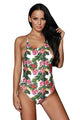 Tropical Print Ladder Back One Piece Swimsuit