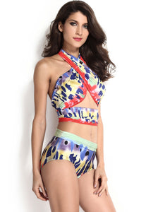 Two Piece High-waisted Multicolor Halter Bikini Lingerie