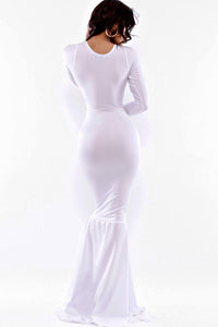 White Mermaid Bodycon Evening Gown