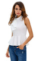 White Asymmetric Ruffle Side Peplum Top