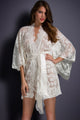 White Belted Lace Kimono Nightwear