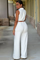 White Belted Wide Leg Jumpsuit