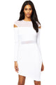 White Bias Skirt Mesh Spliced Bodycon Dress