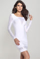 White Bodycon Dress with Spun Silver Sleeves