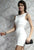 White Bodycon Mini Dress with Mesh Insert