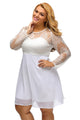 White Boohoo Plus Size Lace Top Skater Dress