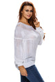 White Chic Boat Neck Long Sleeve Chunky Sweater