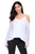 White Cold Shoulder Overlap V Neck Long Sleeve Top