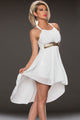 White Elegant Gathering Hi-low Chiffon Party Dress