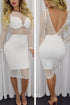 White Fishnet Design Long Sleeve Club Dress