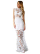 White Floral Lace Hollow Maxi Evening Dress