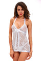 White Honeymoon Satin Lace Babydoll Set