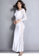 White Lace Maxi Dress with Fish Tail Detail
