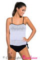 White Lace Overly 2pcs Bandeau Tankini Swimsuit