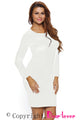 White Lace Up Back Long Sleeve Bodycon Mini Dress
