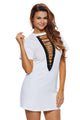 White Lace Up Half Sleeves Tee Dress