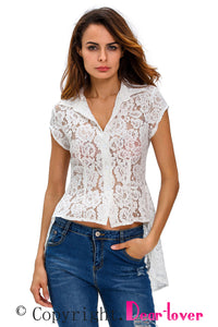 White Mermaid Tail Floral Lace Shirt