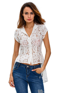 White Mermaid Tail Floral Lace Shirt