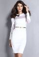 White Mesh Cutout Midi Dress