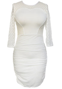 White O Ring Hollow out Back Ruched Dress