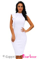 White One Shoulder Ruffle Sleeve Midi Dress