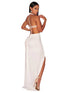 White Plunge Slit Gown