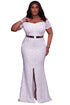 White Plus Size Off Shoulder Lace Gown