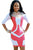 White Rosy Bandage Style Patchwork Bodycon Dress