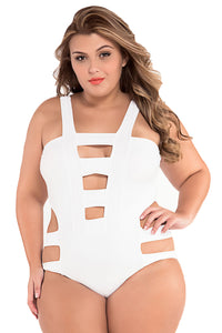 White Sexy Bandage Cutout One-piece Swimsuit